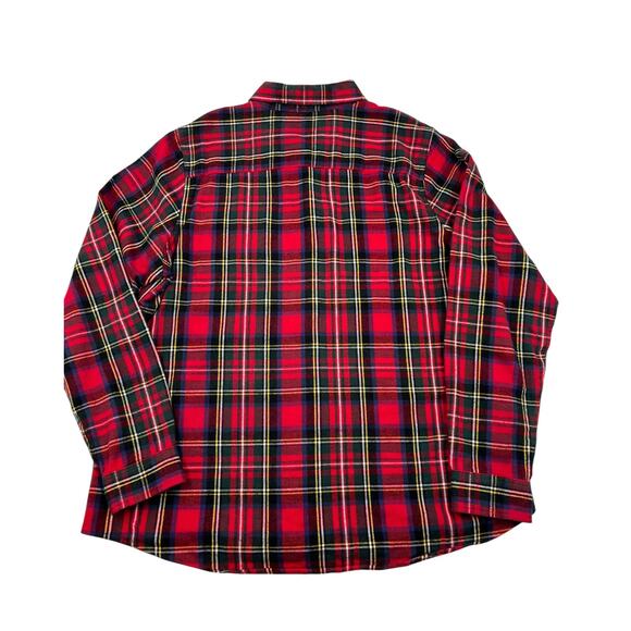 LL Bean Womens Red Relaxed Scotch Plaid Button Down Flannel Shirt Size Large - Picture 4 of 10